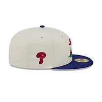 Casquette ajustée New Era 59FIFTY crème/bleu roi Philadelphia Phillies Bullpen Cart pour homme