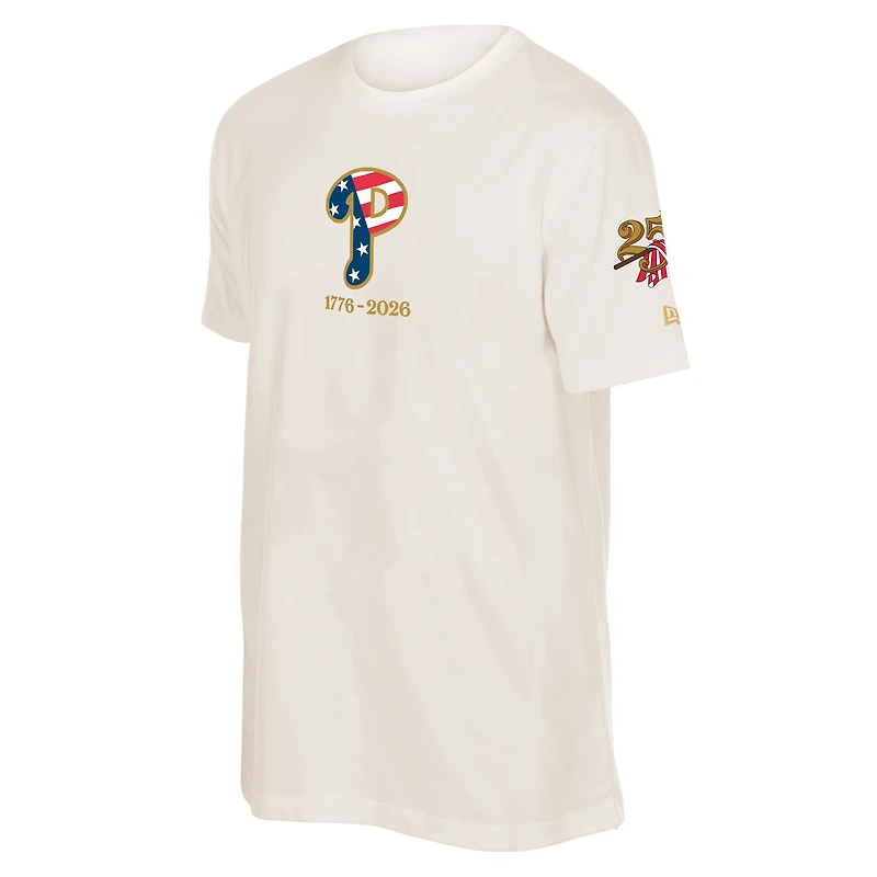 Men's New Era Cream Philadelphia Phillies 250th Fourth of July T-Shirt