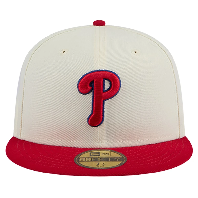 Men's New Era Cream Philadelphia Phillies Chrome 59FIFTY Fitted Hat
