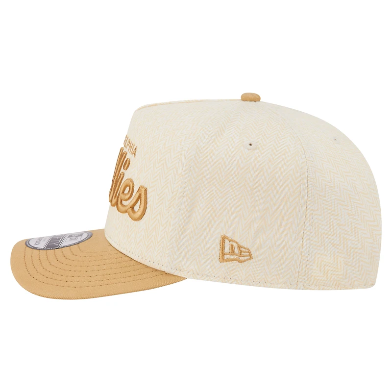 Men's New Era Cream Philadelphia Phillies Herringbone 9FIFTY A-Frame Snapback Hat