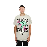 Men's New Era  Cream Philadelphia Phillies Lifestyle Punk Core T-Shirt