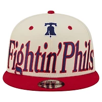 Casquette snapback New Era crème Philadelphia Phillies oversize à slogan 9FIFTY pour homme
