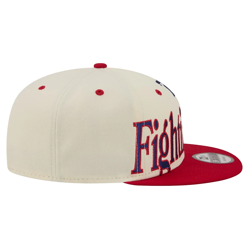 Men's New Era Cream Philadelphia Phillies Oversized Slogan 9FIFTY Snapback Hat