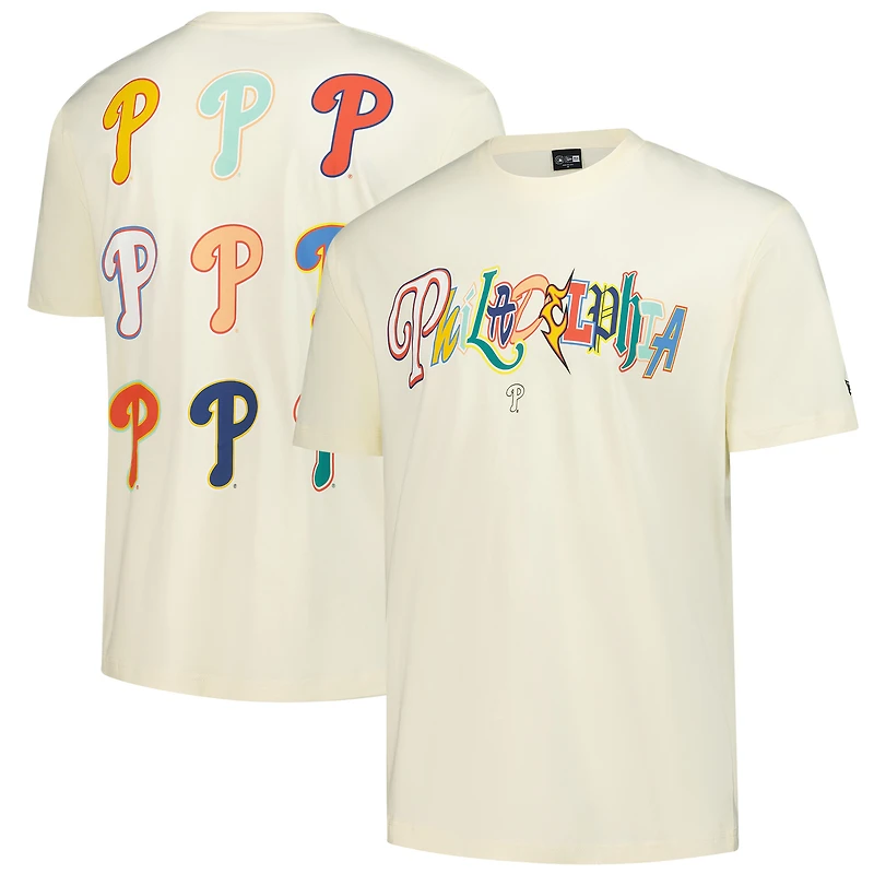 T-shirt oversize blanc New Era pour homme avec inscription « Ransom Note » des Philadelphia Phillies