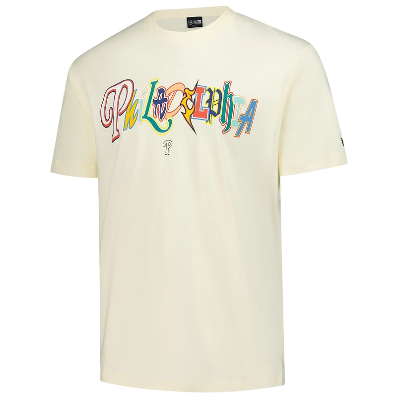 T-shirt oversize blanc New Era pour homme avec inscription « Ransom Note » des Philadelphia Phillies