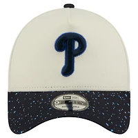 Men's New Era  Cream Philadelphia Phillies Speckle A-Frame 9FORTY Adjustable Hat