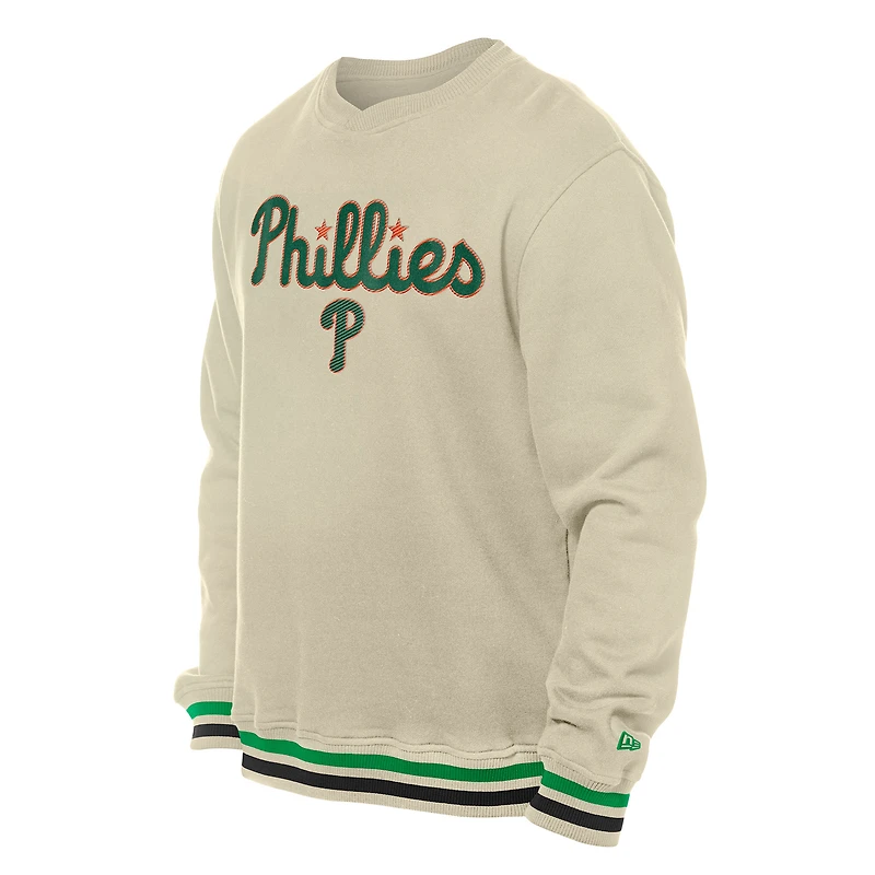 Men's New Era  Cream Philadelphia Phillies St. Patrick's Day Twill Pullover Sweatshirt