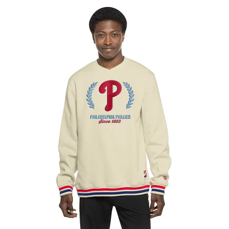 Sweat-shirt à enfiler rétro Philadelphia Phillies de New Era pour homme, couleur crème