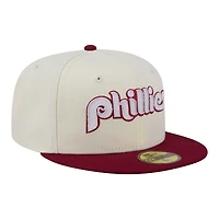 Men's New Era  Cream Philadelphia Phillies Two-Tone Stitch 59FIFTY Fitted Hat