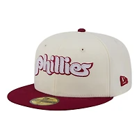 Men's New Era  Cream Philadelphia Phillies Two-Tone Stitch 59FIFTY Fitted Hat