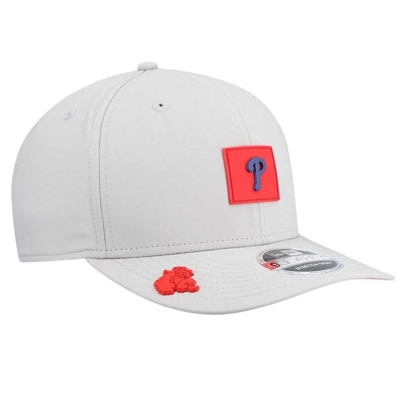 Casquette ajustable New Era grise Philadelphia Phillies 2026 Clubhouse 9SEVENTY pour homme