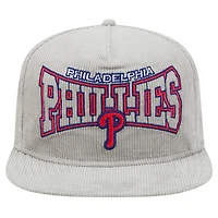 Casquette de golf Snapback en velours côtelé gris Philadelphia Phillies de New Era pour homme