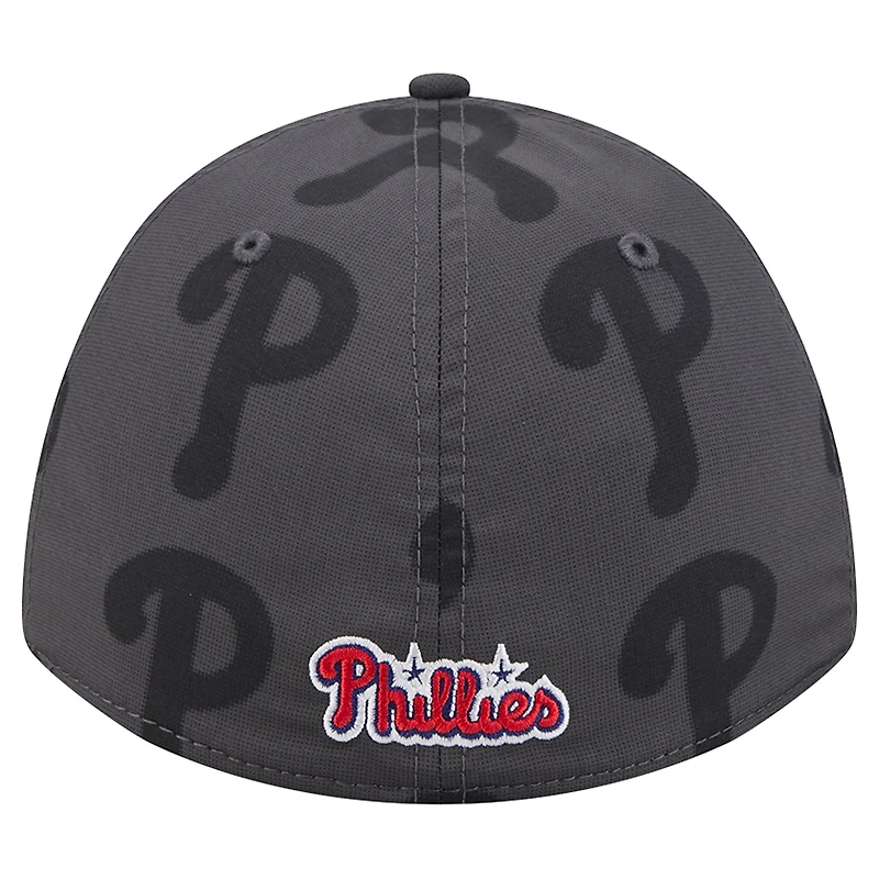 Casquette New Era Flex grise Philadelphia Phillies Halftone 39THIRTY pour homme