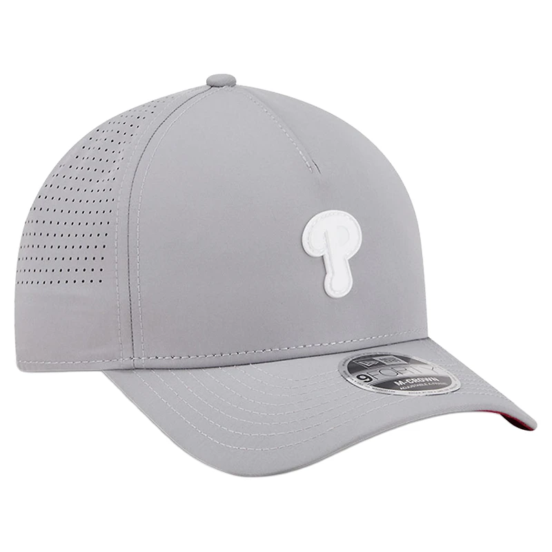 Men's New Era Gray Philadelphia Phillies Micro Logo 9FORTY M-Crown A-Frame Adjustable Hat