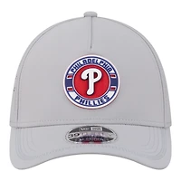 Casquette New Era grise pour homme, modèle Philadelphia Phillies Patch 39THIRTY, monture A, couronne M, perforée et flexible