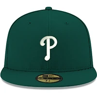Casquette ajustée 59FIFTY verte avec logo blanc des Phillies de Philadelphie New Era pour homme