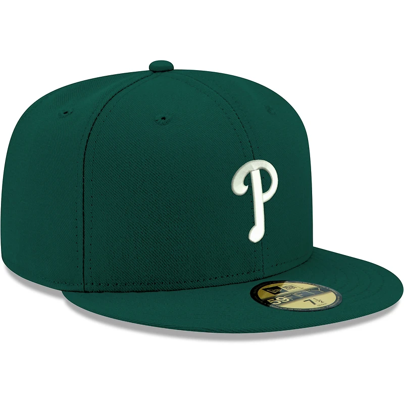 Casquette ajustée 59FIFTY verte avec logo blanc des Phillies de Philadelphie New Era pour homme
