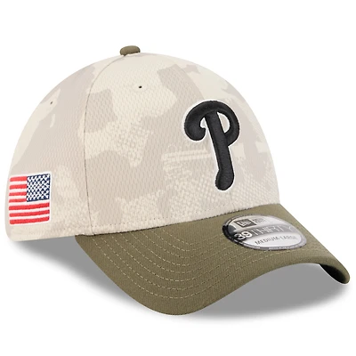 Men's New Era Light Beige/Olive Philadelphia Phillies 2025 Armed Forces Day 39THIRTY Flex Hat