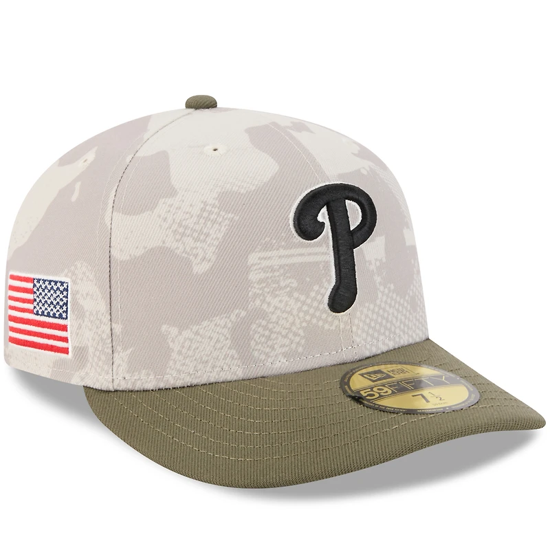 Men's New Era Light Beige/Olive Philadelphia Phillies 2025 Armed Forces Day 59FIFTY Fitted Hat