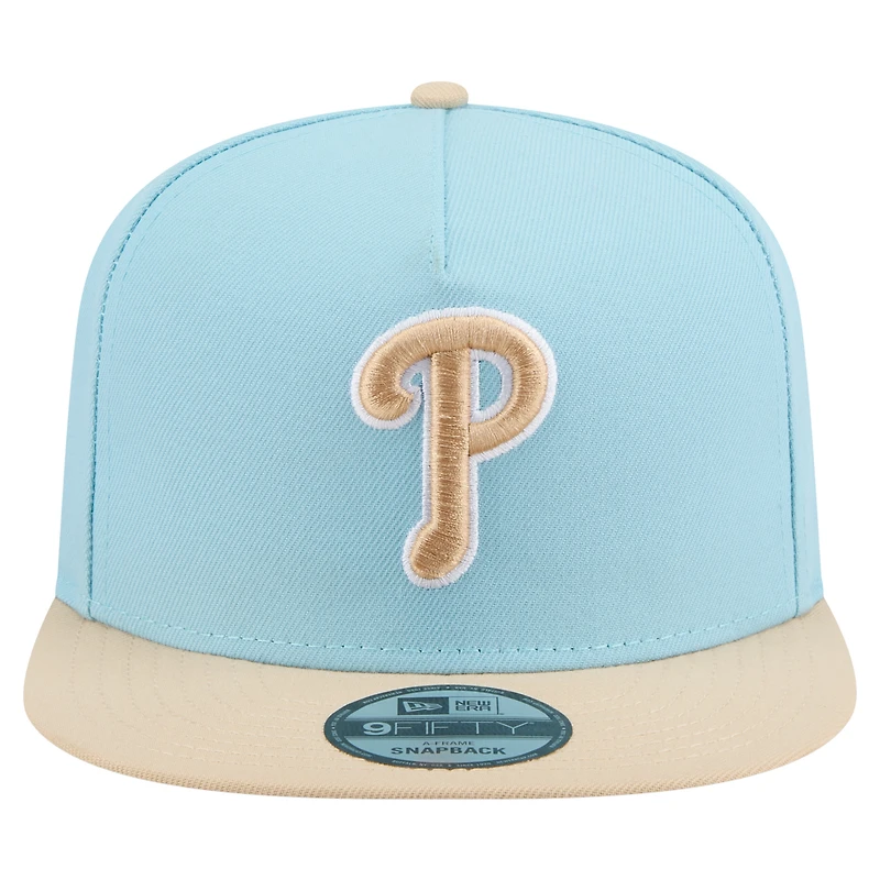Men's New Era  Light Blue/Light Beige Philadelphia Phillies Color Pack A-Frame 9FIFTY Snapback Hat
