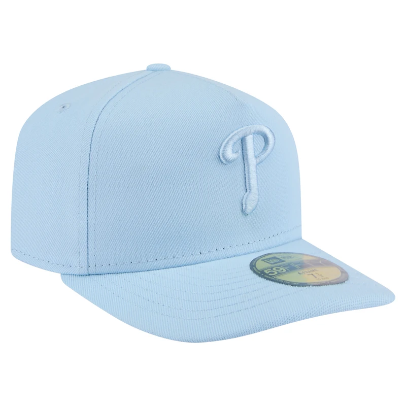 Casquette ajustée New Era 59FIFTY bleu clair pour homme, coloris A-Frame, des Philadelphia Phillies