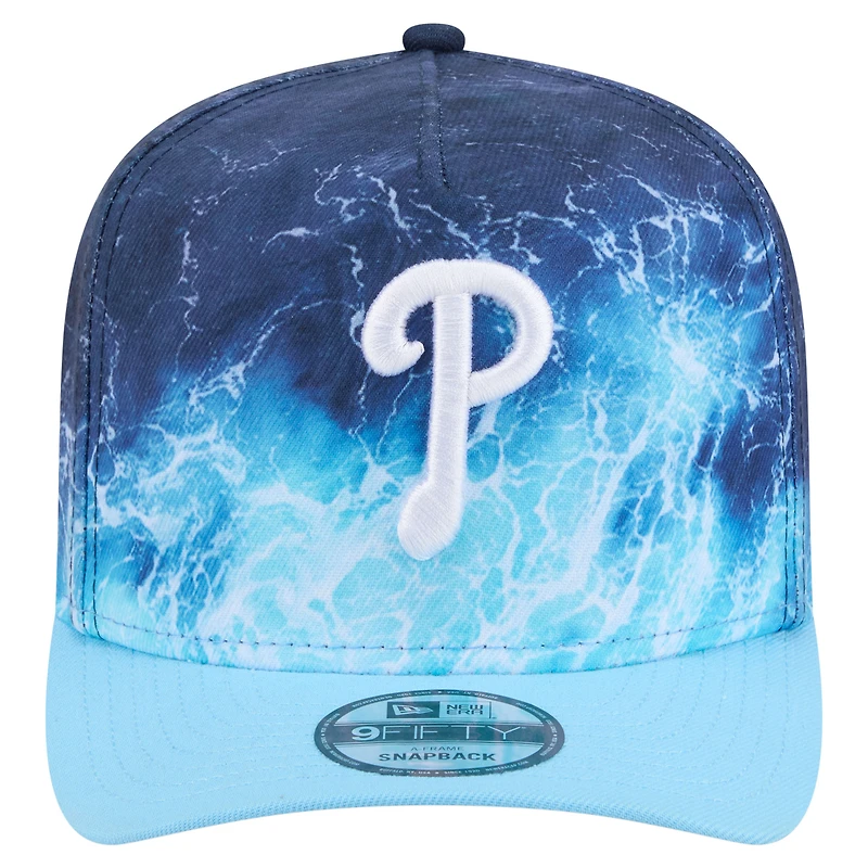 Men's New Era  Light Blue Philadelphia Phillies Deep Water Pre-Curved 9FIFTY A-Frame Snapback Hat