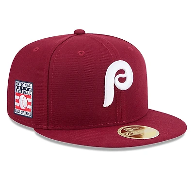 Casquette ajustée 59FIFTY marron New Era pour homme, Temple de la renommée du baseball des Phillies Philadelphie