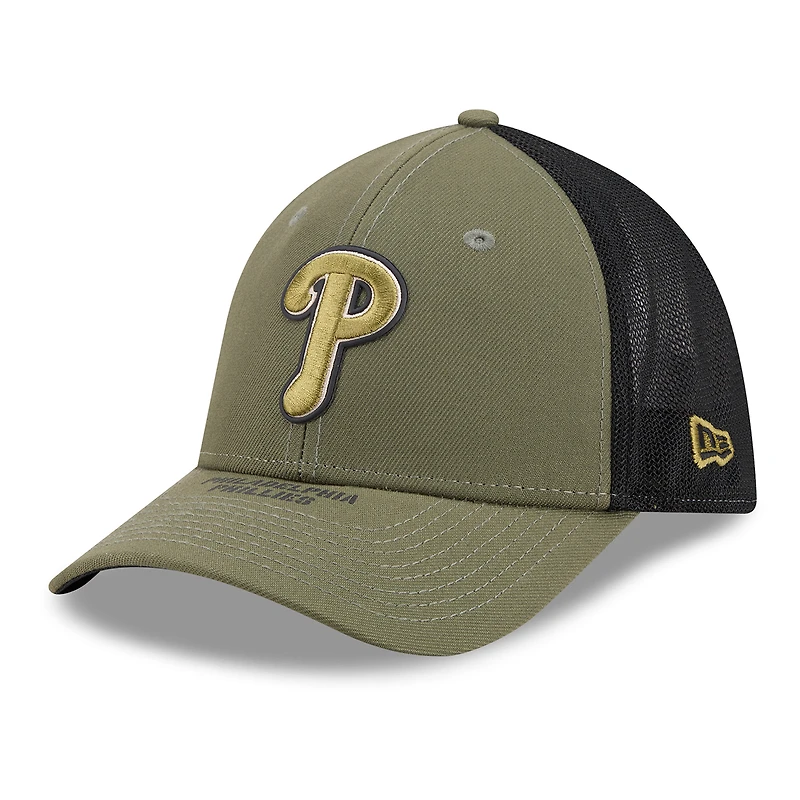 Men's New Era Olive Philadelphia Phillies 2026 Armed Forces Day 39THIRTY M-Crown Flex Hat