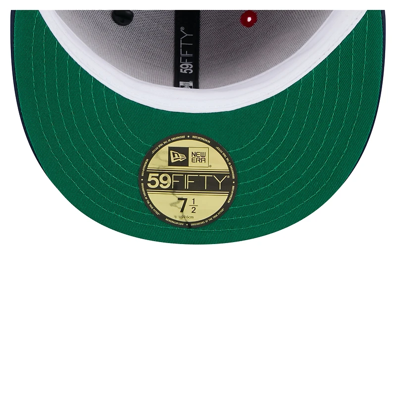 Casquette ajustée New Era 59FIFTY en satin rouge/bleu marine des Phillies de Philadelphie pour homme