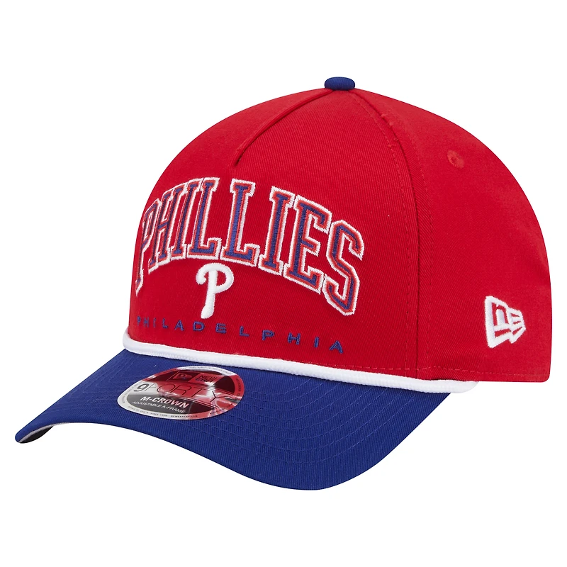 Casquette ajustable New Era Arch 9FORTY A-Frame M-Crown pour homme, rouge/bleu royal, des Philadelphia Phillies