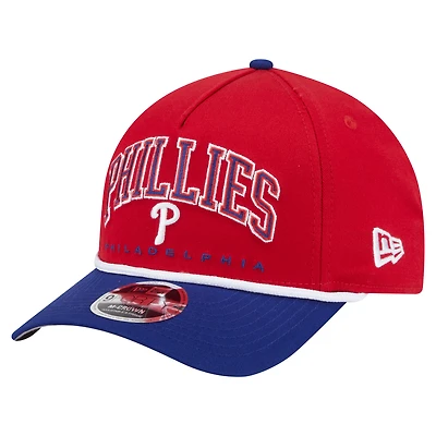 Casquette ajustable New Era Arch 9FORTY A-Frame M-Crown pour homme, rouge/bleu royal, des Philadelphia Phillies