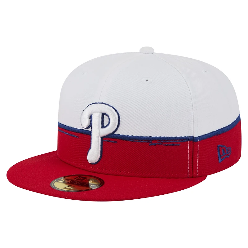 Casquette ajustée 59FIFTY Paint Stroke des Philadelphia Phillies de New Era pour homme, rouge/blanc