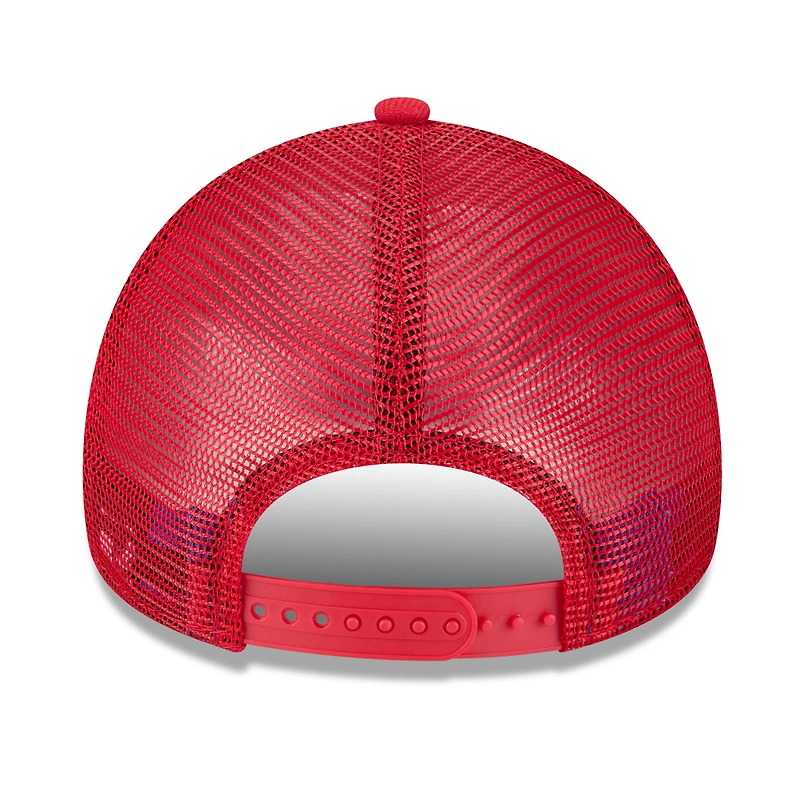Men's New Era Red Philadelphia Phillies 2025 Big League Chew A-Frame 9FORTY Adjustable Trucker Hat