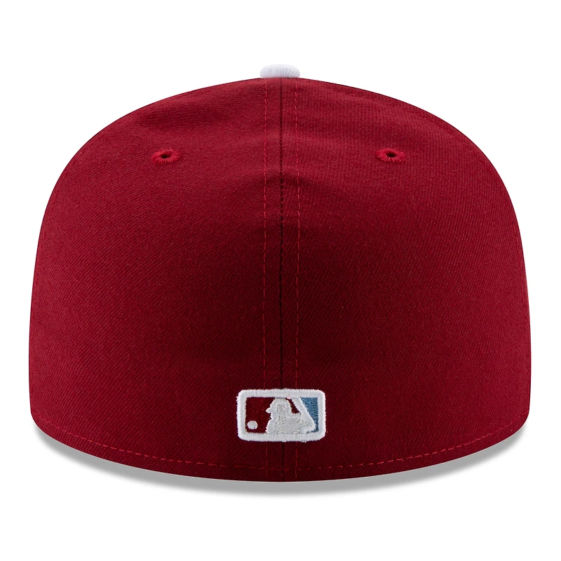 Casquette ajustée 59FIFTY rouge New Era pour homme, écusson latéral des Phillies de Philadelphie