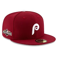Casquette ajustée 59FIFTY rouge New Era pour homme, écusson latéral des Phillies de Philadelphie