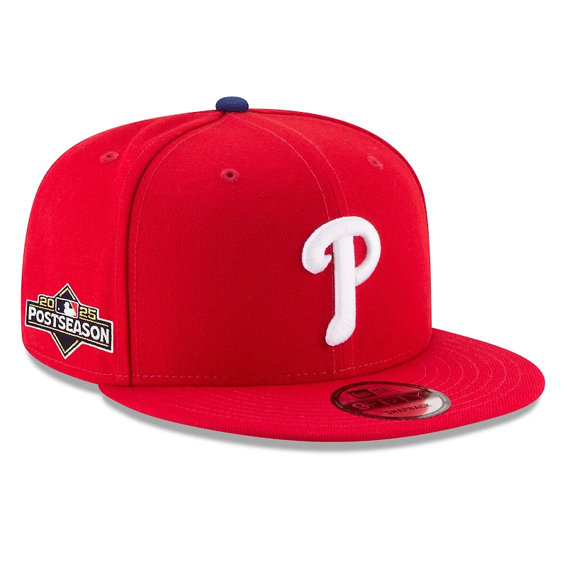 Men's New Era Red Philadelphia Phillies 2025 MLB Postseason Side Patch 9FIFTY Snapback Hat