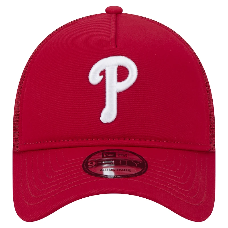 Men's New Era Red Philadelphia Phillies 9FORTY A-Frame Trucker Adjustable Hat