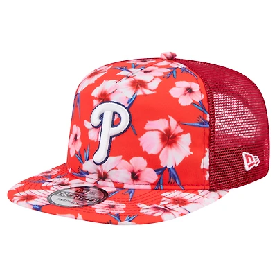 Casquette snapback rouge New Era pour homme, motif aventure des Philadelphia Phillies