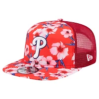 Casquette snapback rouge New Era pour homme, motif aventure des Philadelphia Phillies