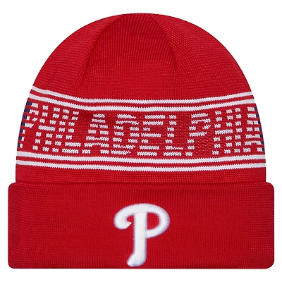 Men's New Era  Red Philadelphia Phillies Authentic Collection Cuffed Knit Hat