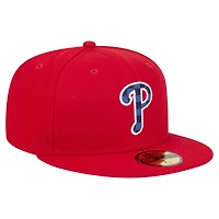 Men's New Era Red Philadelphia Phillies Checkered Undervisor 59FIFTY Fitted Hat