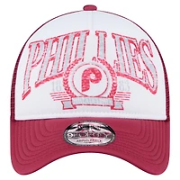 Casquette camionneur ajustable New Era rouge Philadelphia Phillies 9FORTY en forme de A pour homme