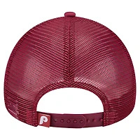 Casquette camionneur ajustable New Era rouge Philadelphia Phillies 9FORTY en forme de A pour homme