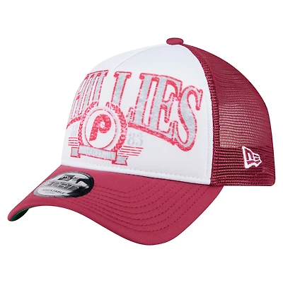 Casquette camionneur ajustable New Era rouge Philadelphia Phillies 9FORTY en forme de A pour homme