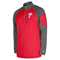 Haut raglan à quart de zip pour la fête des pères Phillies Philadelphie New Era rouge hommes