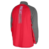 Haut raglan à quart de zip pour la fête des pères Phillies Philadelphie New Era rouge hommes