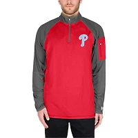 Haut raglan à quart de zip pour la fête des pères Phillies Philadelphie New Era rouge hommes