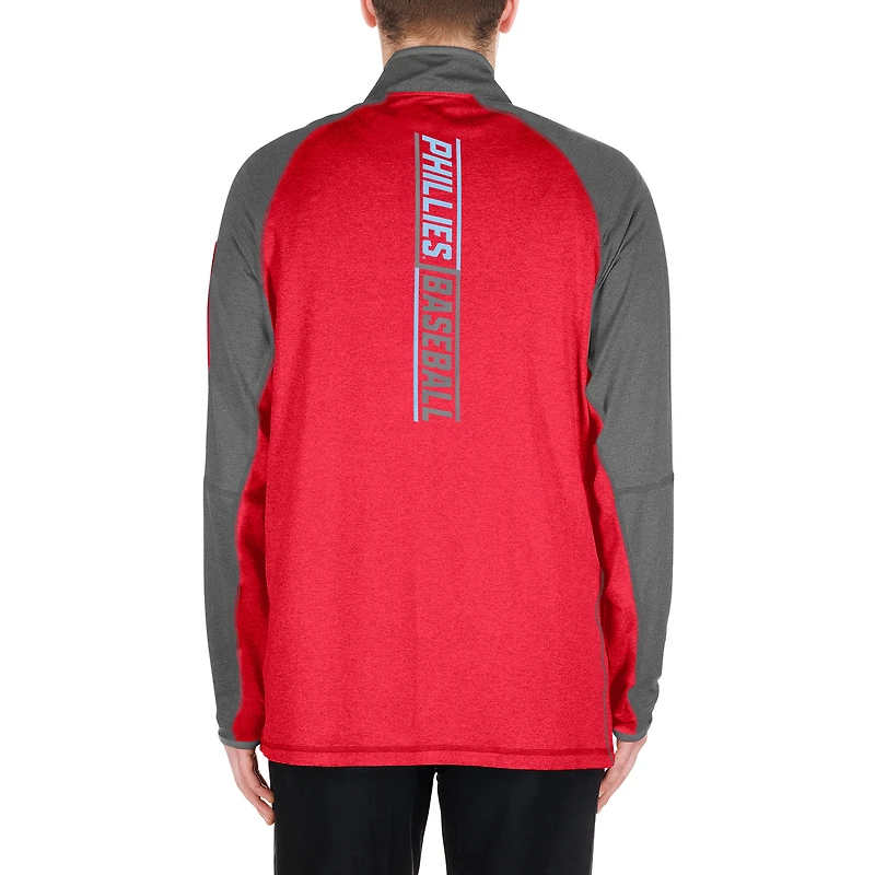 Haut raglan à quart de zip pour la fête des pères Phillies Philadelphie New Era rouge hommes