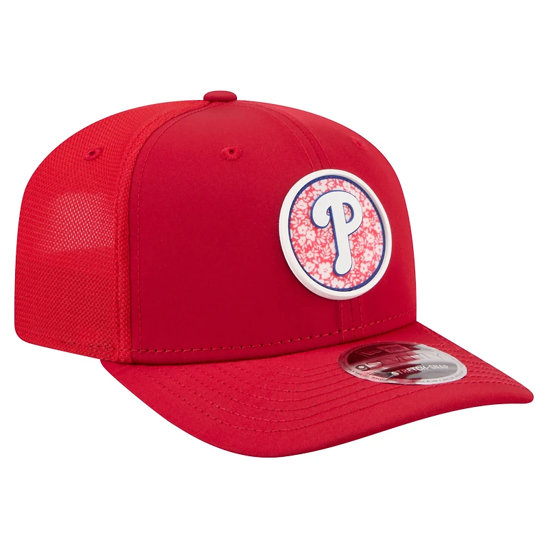 Men's New Era Red Philadelphia Phillies Floral Patch 9SEVENTY Adjustable Hat