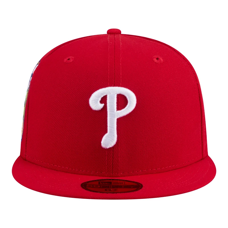 Men's New Era  Red Philadelphia Phillies Hidden Hit 59FIFTY Fitted Hat